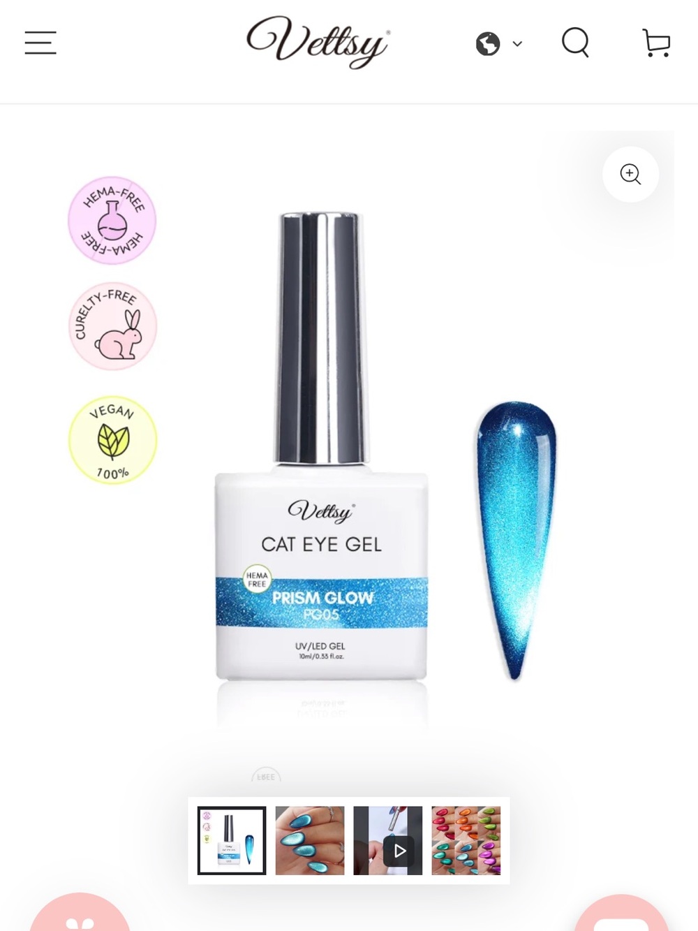 Vettsy Prism Glow Cat Eye Gel in PG05 .55 fl oz New